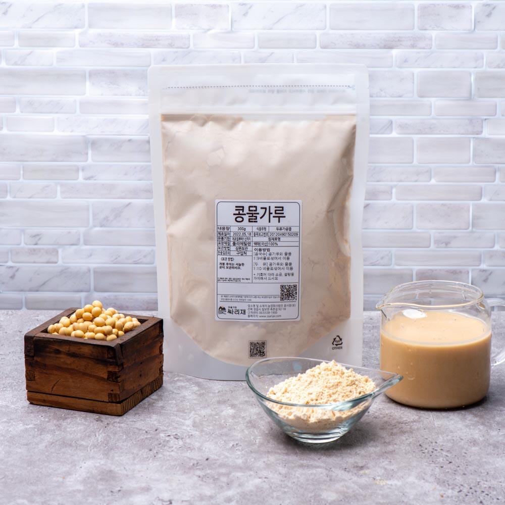 싸리재 쪄서 볶은 콩가루 [ 콩국수 콩물가루 300g] 국산 두유용 흰콩 백태 선식 가루 - 상세 이미지 2
