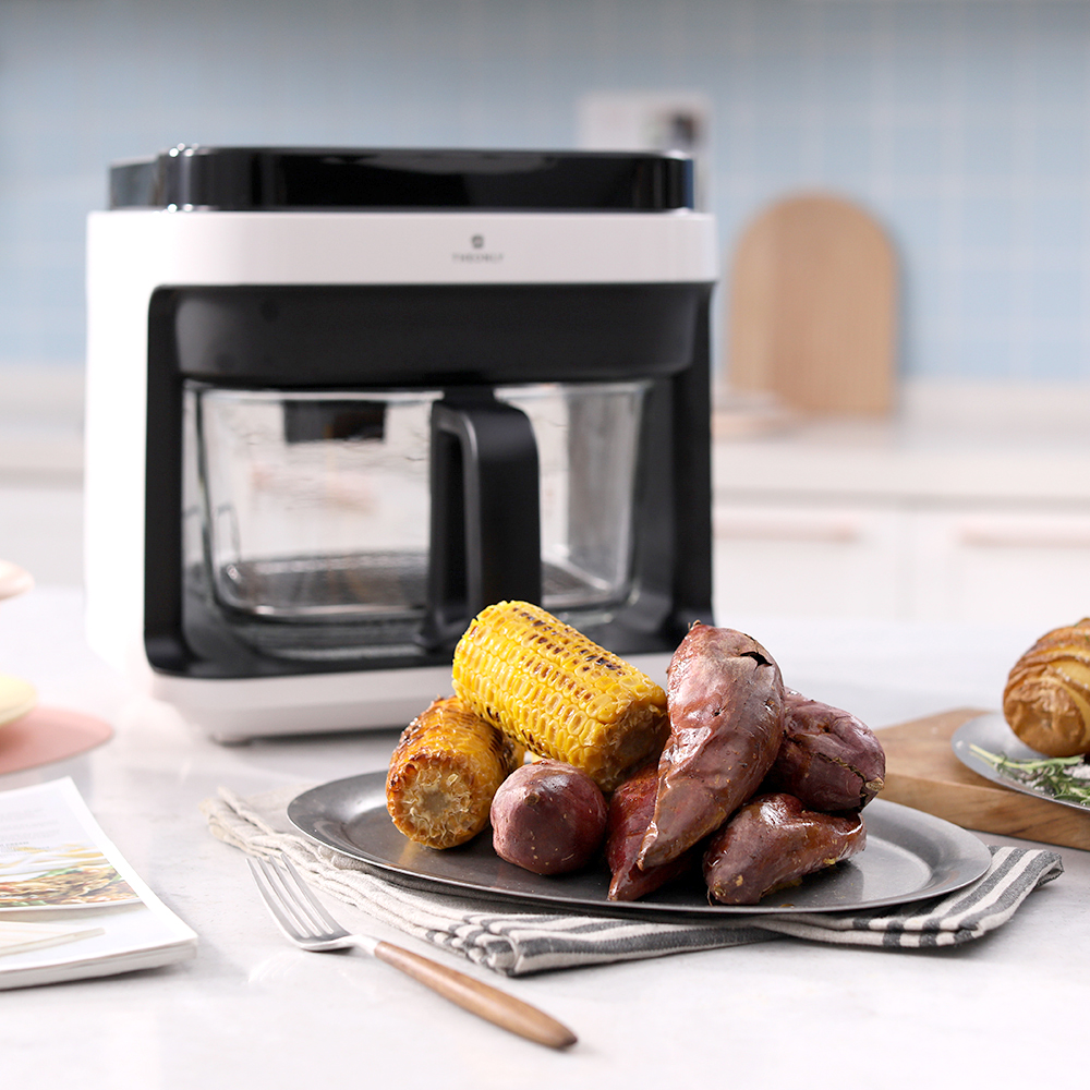 디온리 저소음 5.5L 투핸들 글라스 큐브 대용량 에어프라이어 광파 오븐 NAA321BK