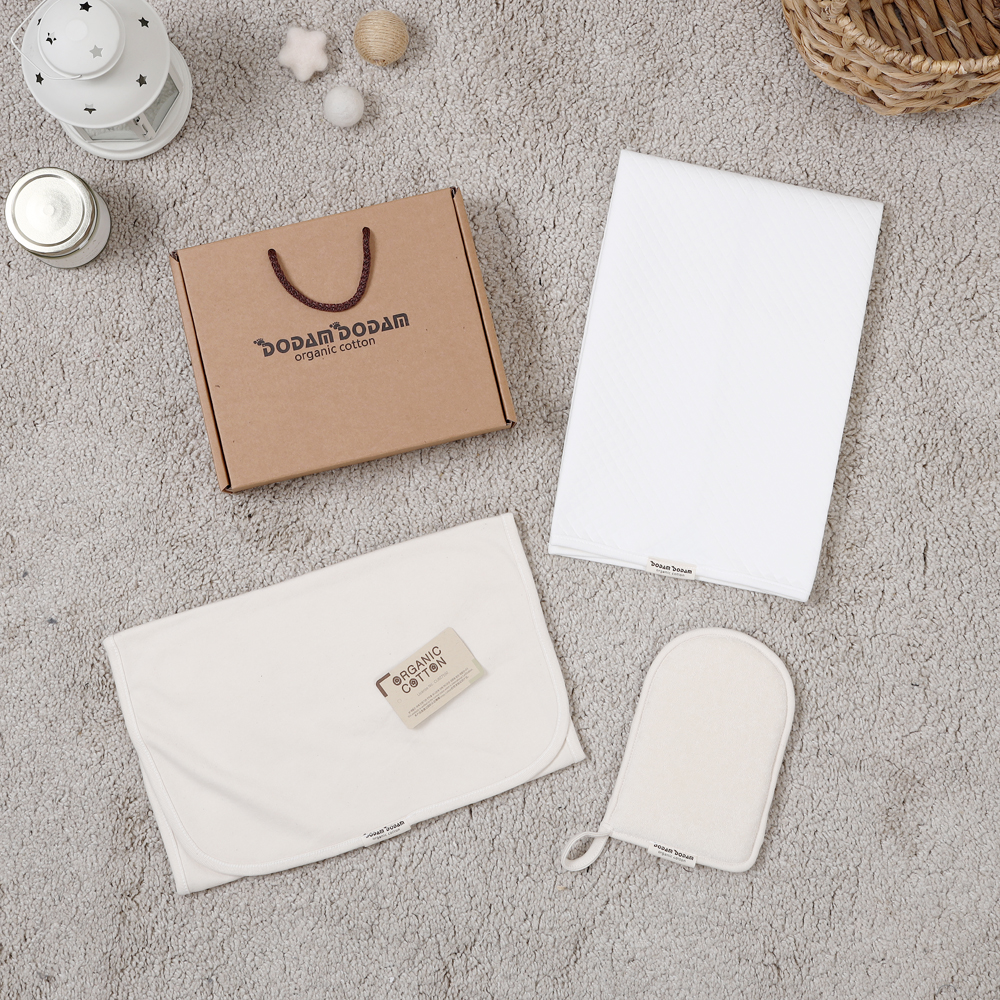 도담도담 오가닉 코튼 무형광 100% 대형방수요 대형목욕타올 손타올+선물박스
