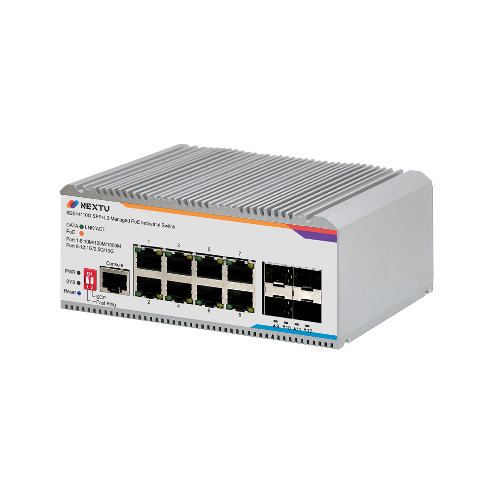 넥스트유 피아밴 산업용 8포트 1G 10G 4SFP L3 POE 인터넷 스위칭 허브 - 상세 이미지 4