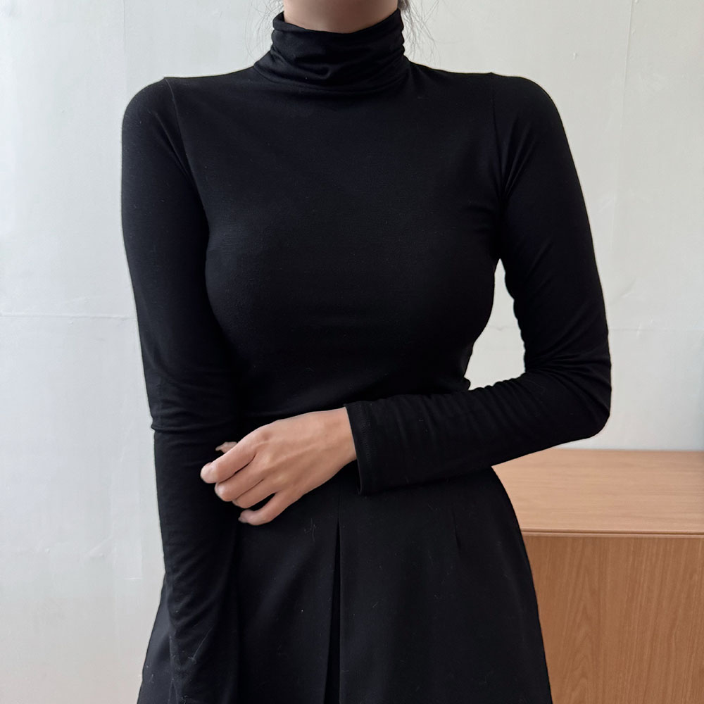 여성 폴라티 이너 목티 얇은 텐셀 목폴라 - 상세 이미지 4