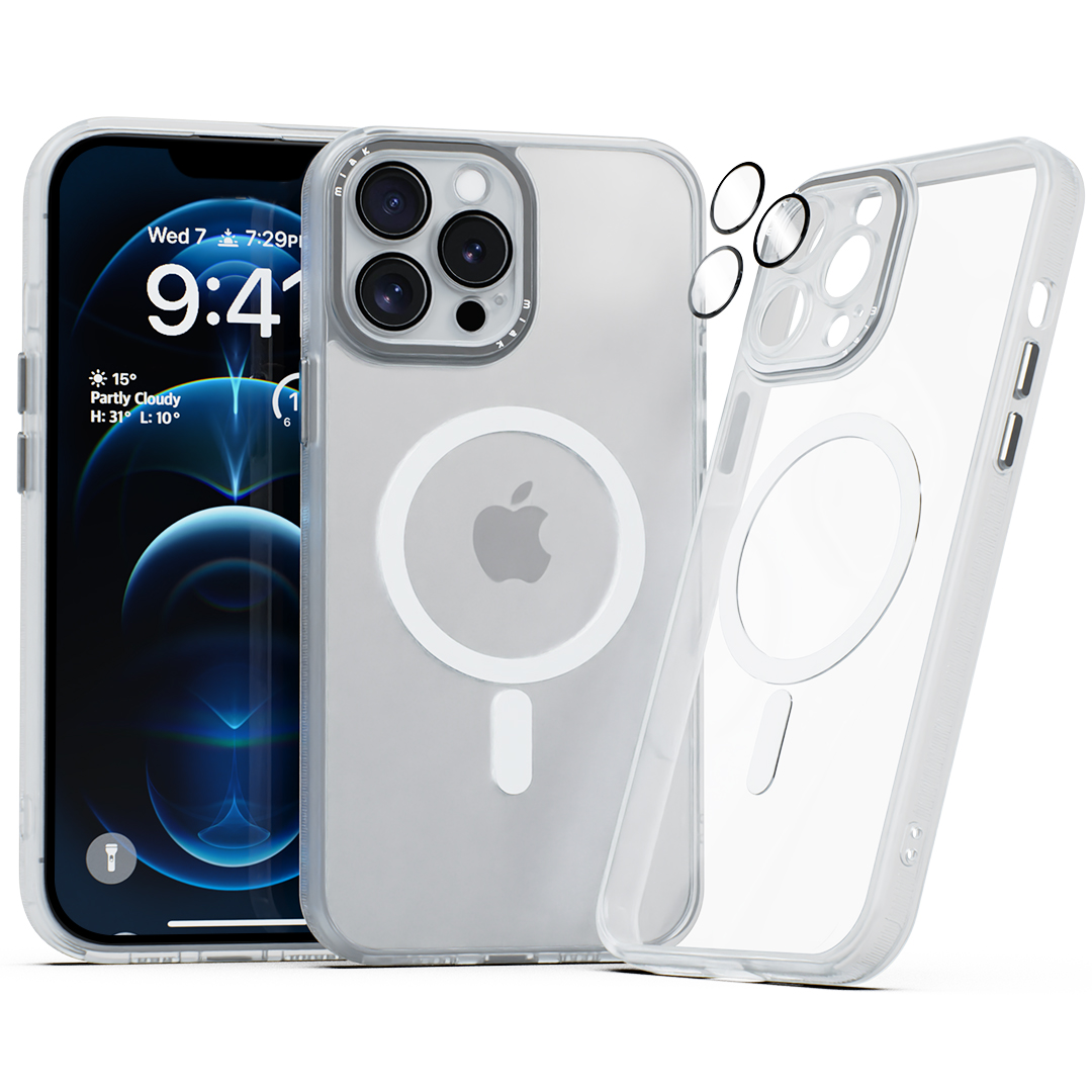 미아크 렌즈보호 풀커버 맥세이프 케이스 반투명, 아이폰12 프로 - 상품 이미지