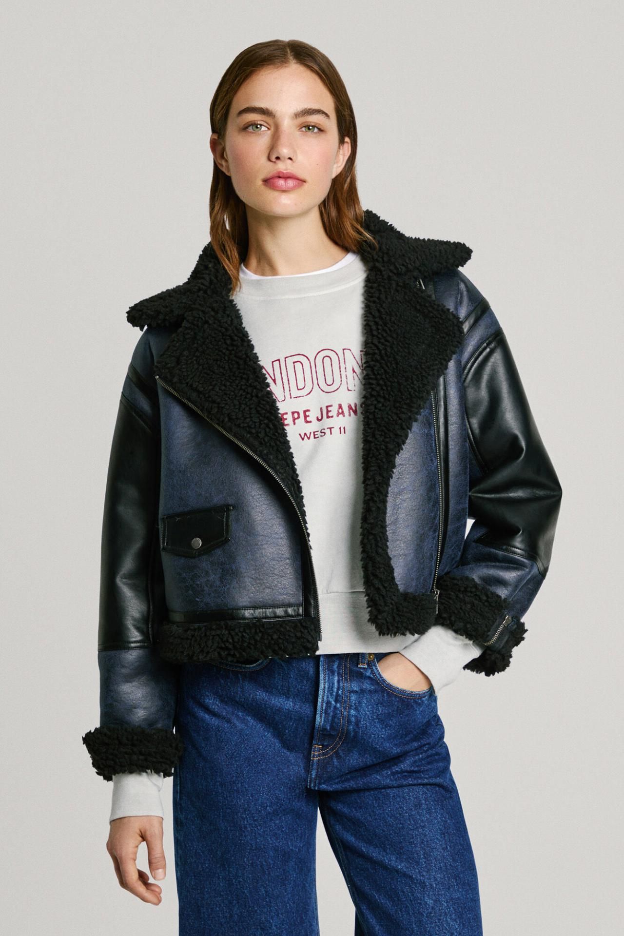 페페진스 더블 페이스드 가죽 재킷 0498302 AZUL