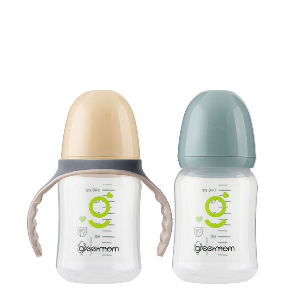[손잡이세트] 그린맘 베이직 PP 슬림형 노꼭지젖병 2개+손잡이 - 상세 이미지 4