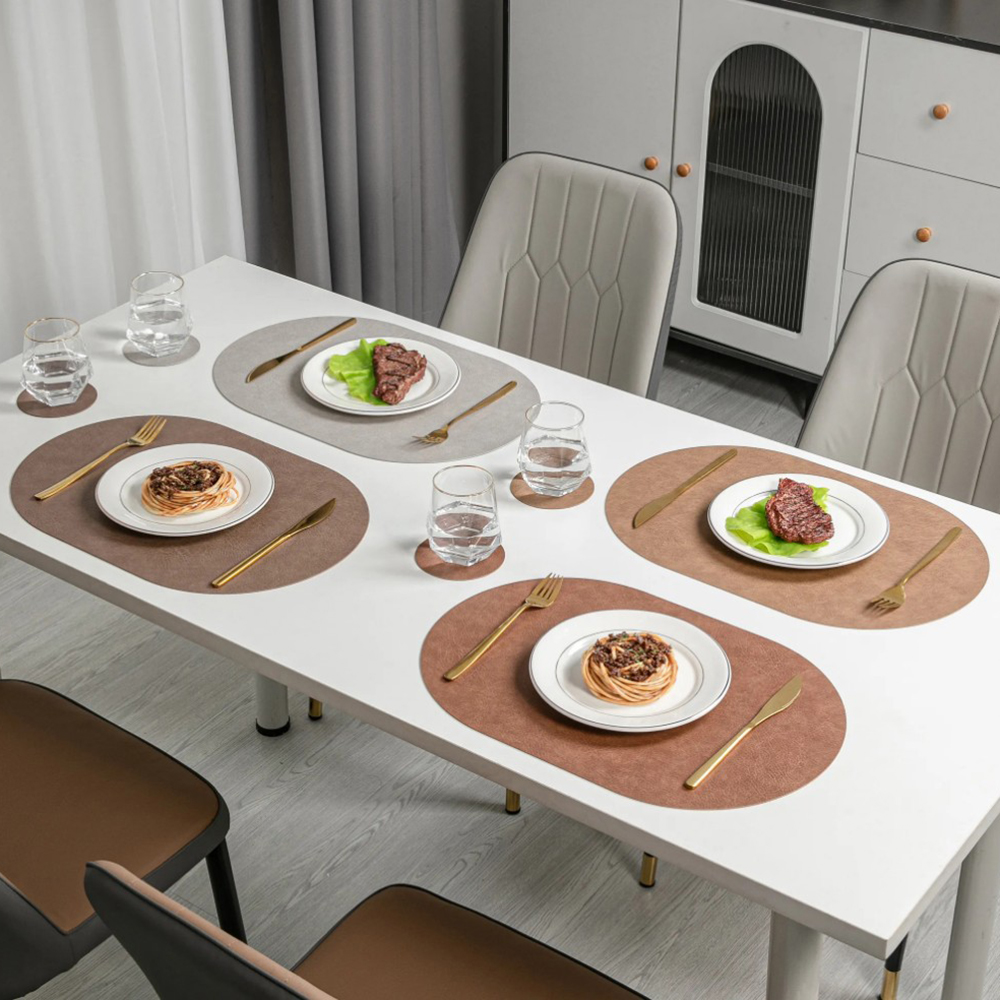 메르 가죽 식탁 테이블매트 PVC PU 투톤 방수 커버 호텔 패드 크리스마스 집들이 선물