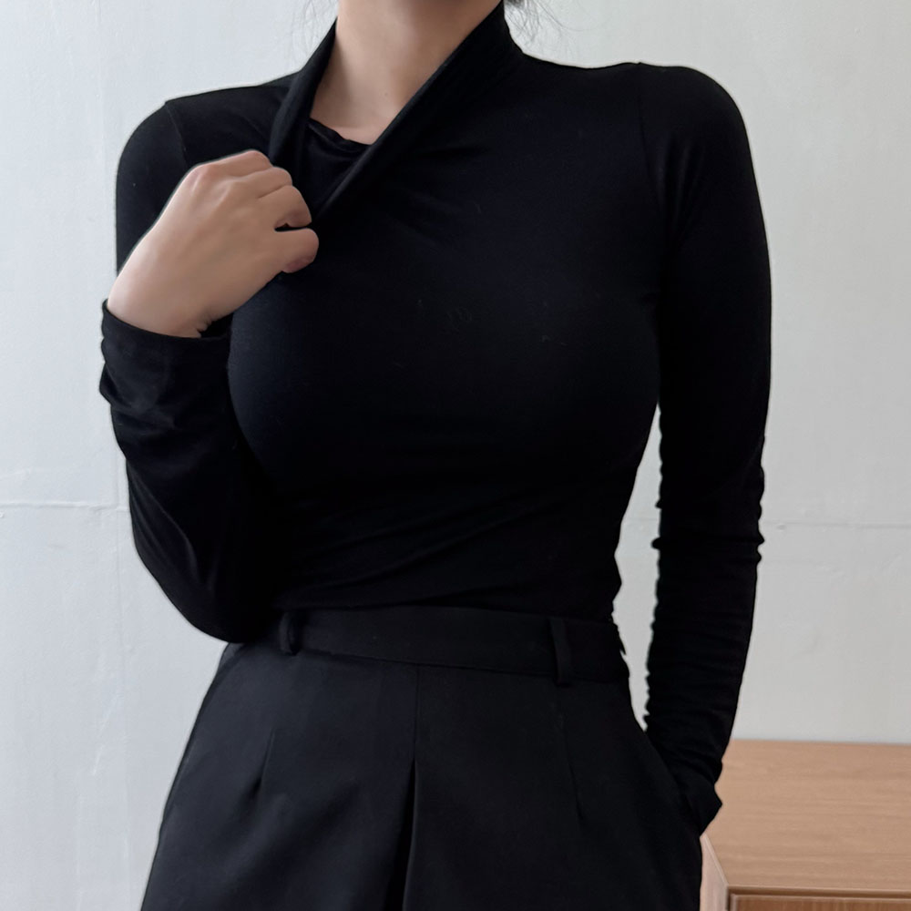 여성 폴라티 이너 목티 얇은 텐셀 목폴라 - 상세 이미지 5
