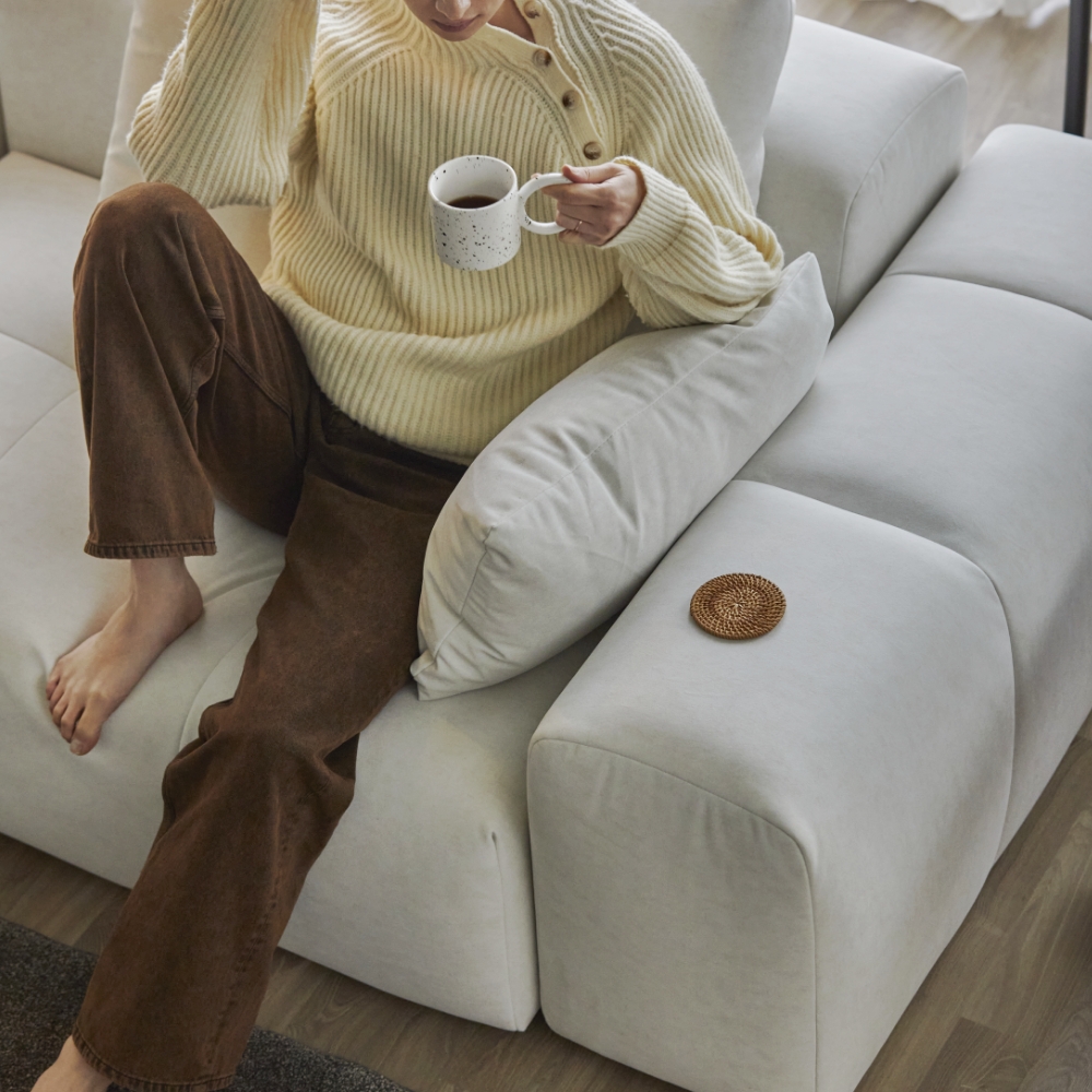 에덴느 몽블랑 카우치 쇼파 4인용 패브릭 구스 이지클린 4인 소파