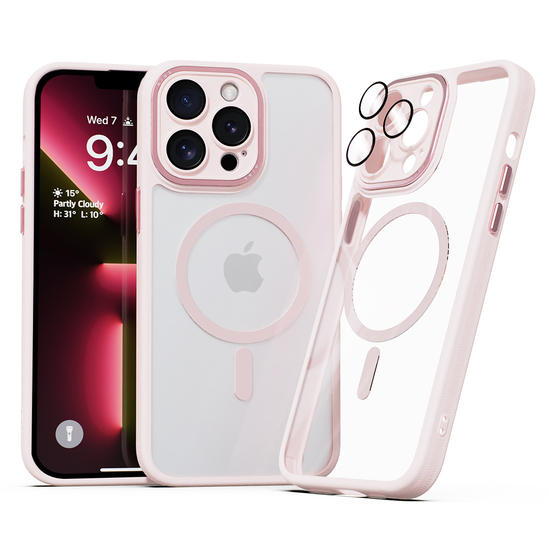 미아크 렌즈보호 풀커버 맥세이프 케이스 핑크, 아이폰13 프로 맥스 - 상품 이미지