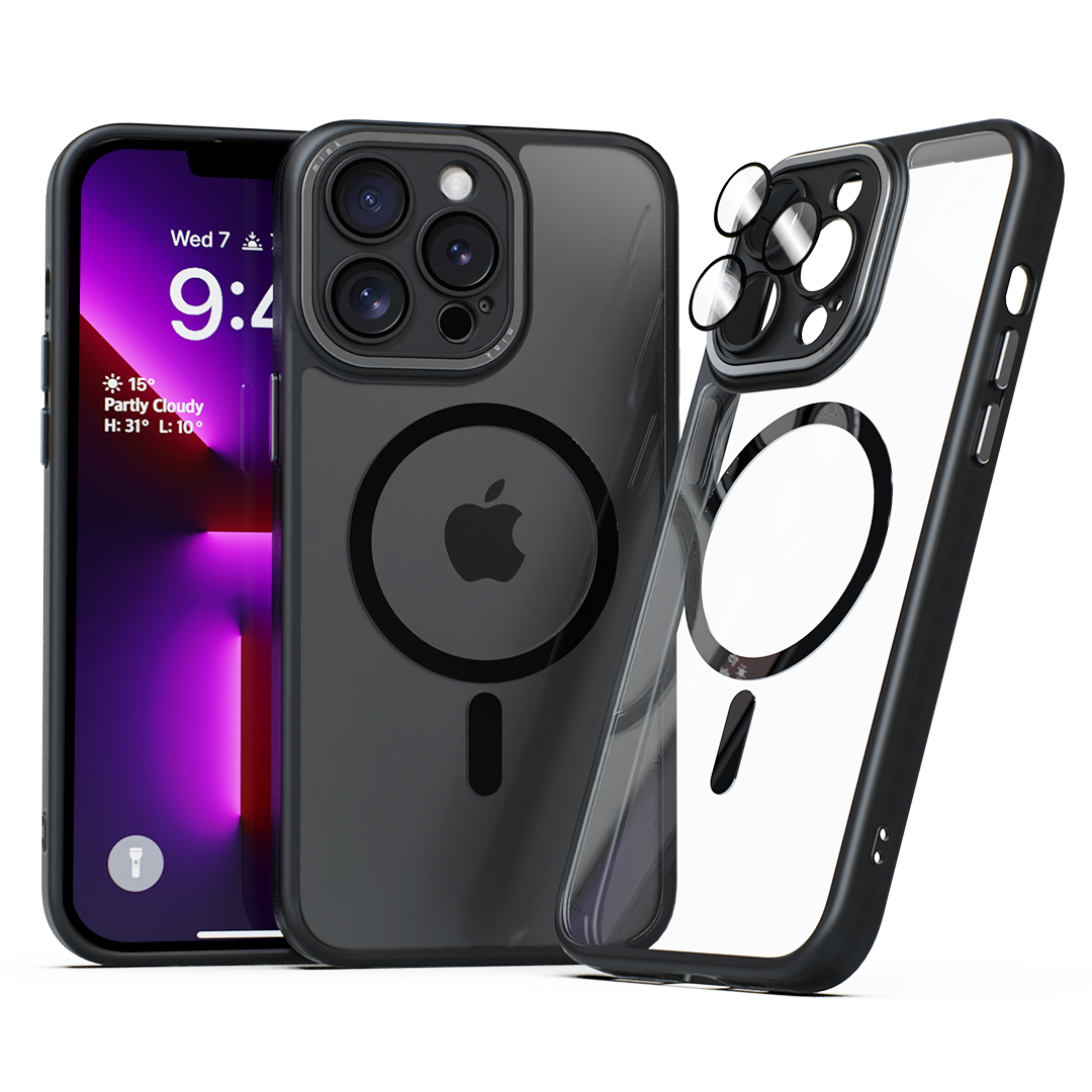 미아크 렌즈보호 풀커버 맥세이프 케이스 블랙, 아이폰13 프로 맥스