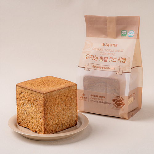 네니아 유기농 통밀 큐브 식빵 250g 우리밀 부드러운 수제빵 식사대용 - 상세 이미지 2