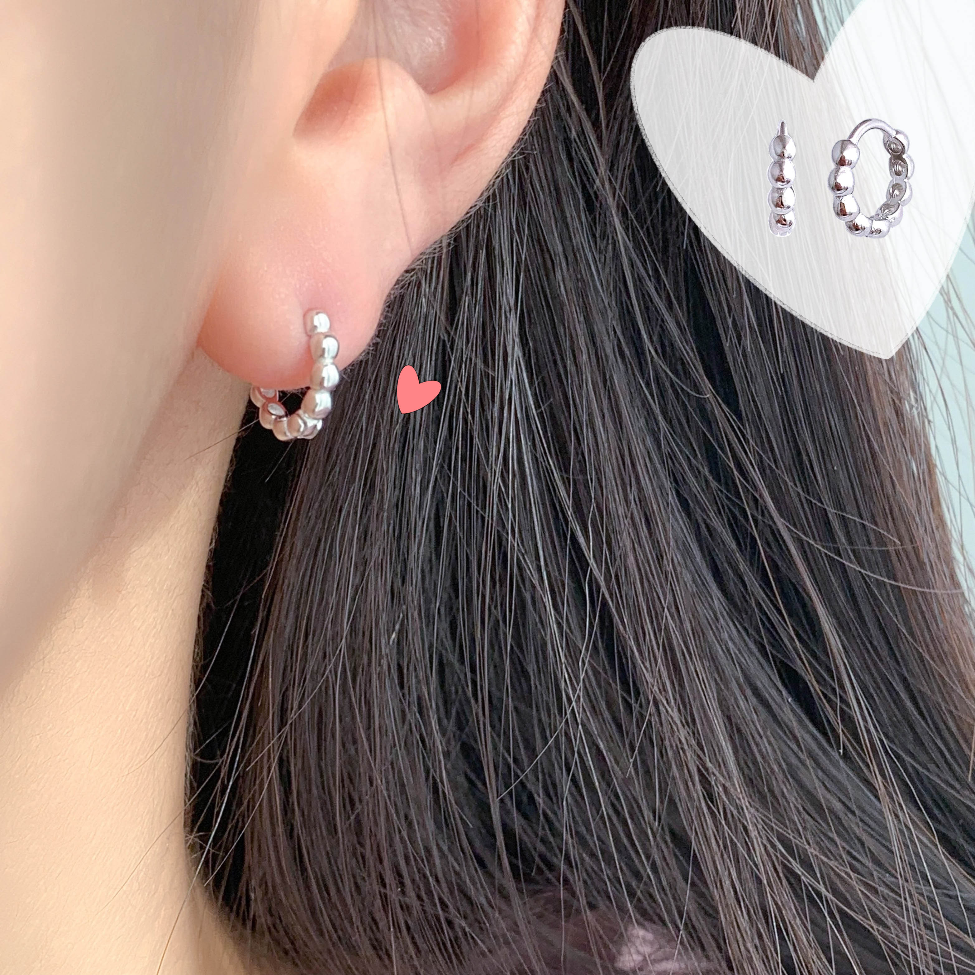 14k 미니볼 원터치 링 귀걸이 (2color) - 상품 이미지