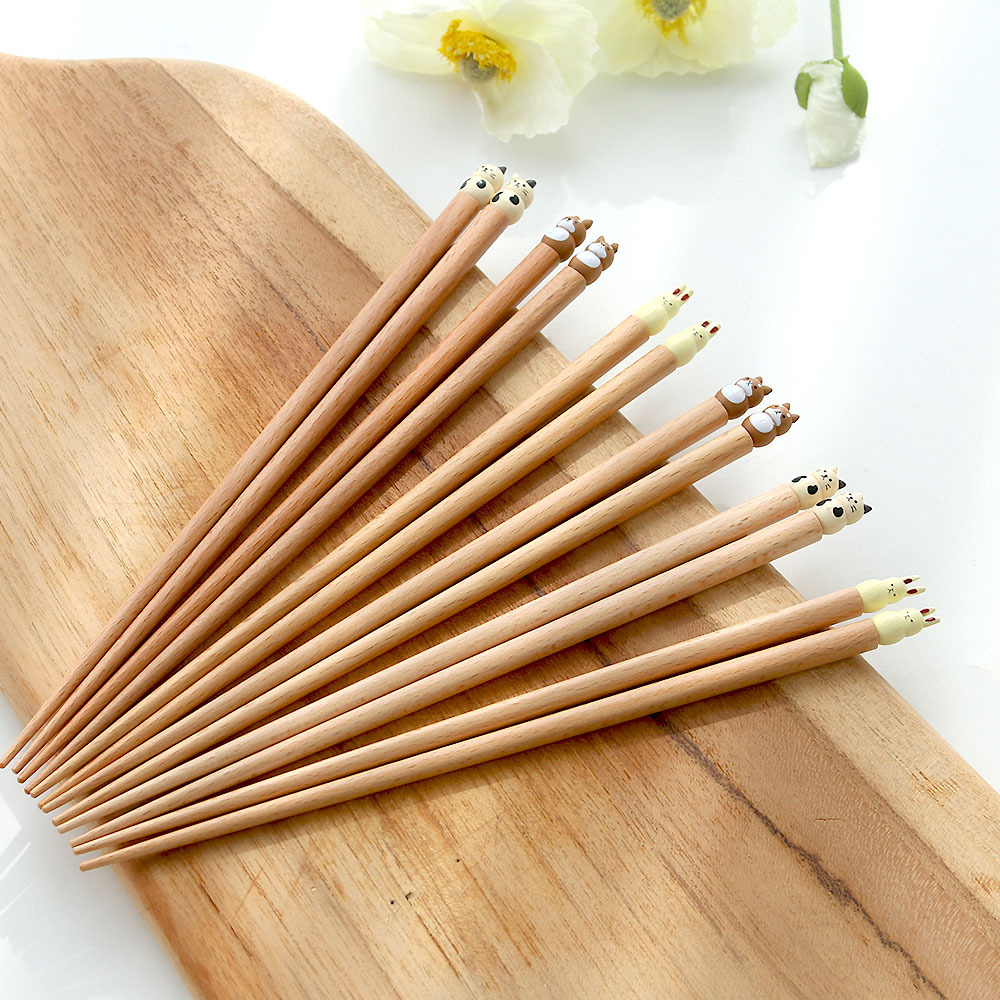 고급 나무 일본 젓가락 감성 우드 귀여운 동물 캐릭터 젓가락