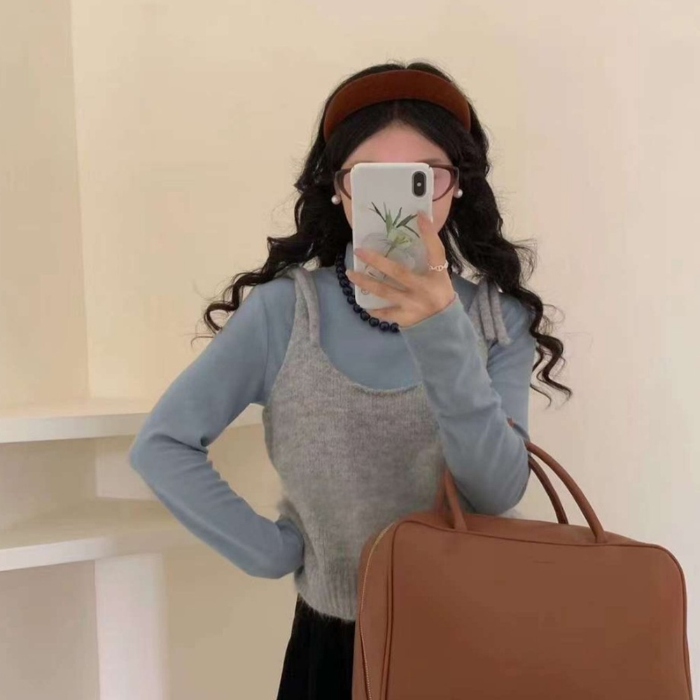 레이어드 뷔스티에 니트조끼 끈나시탑 - 메인 이미지
