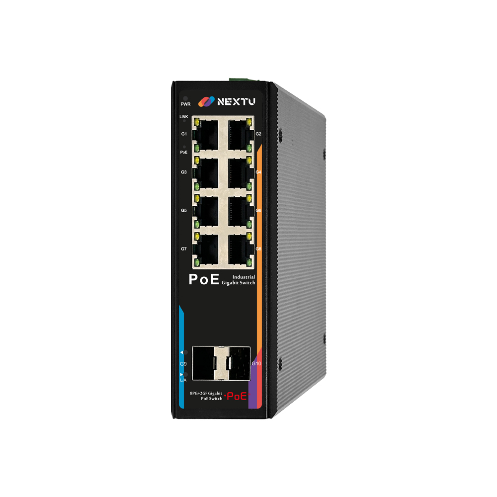 넥스트유 피아쟁 산업용 8포트 1G 2SFP POE 인터넷 스위칭 허브 - 상품 이미지