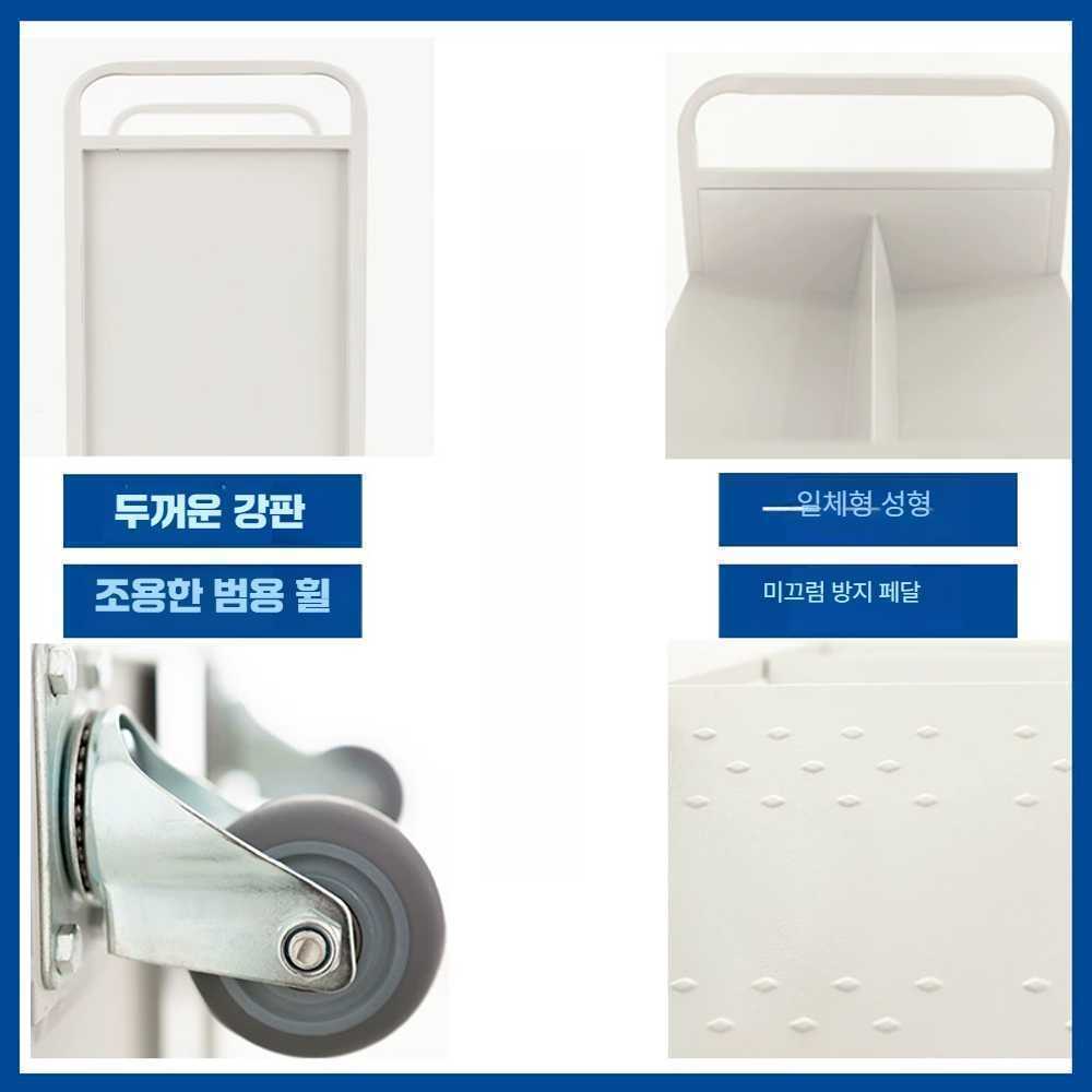 고캠프 책수레 도서관 카트 책꽂이 북웨건 북카트 2층 평판 흰색 - 상세 이미지 4