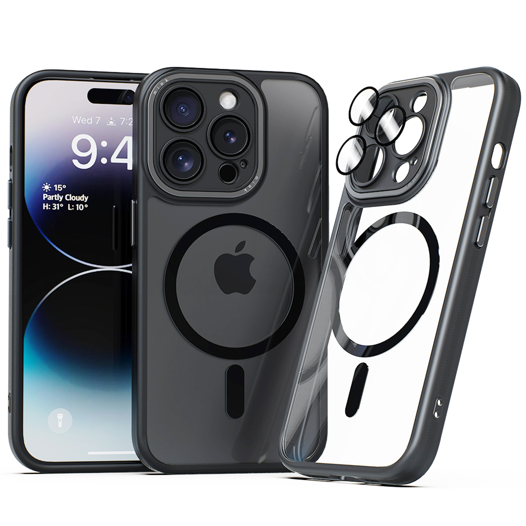 미아크 렌즈보호 풀커버 맥세이프 케이스 블랙, 아이폰14 프로