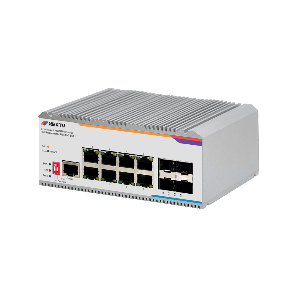 넥스트유 피아번 산업용 8포트 1G 4SFP L2 BT POE 인터넷 스위칭 허브 - 상세 이미지 4