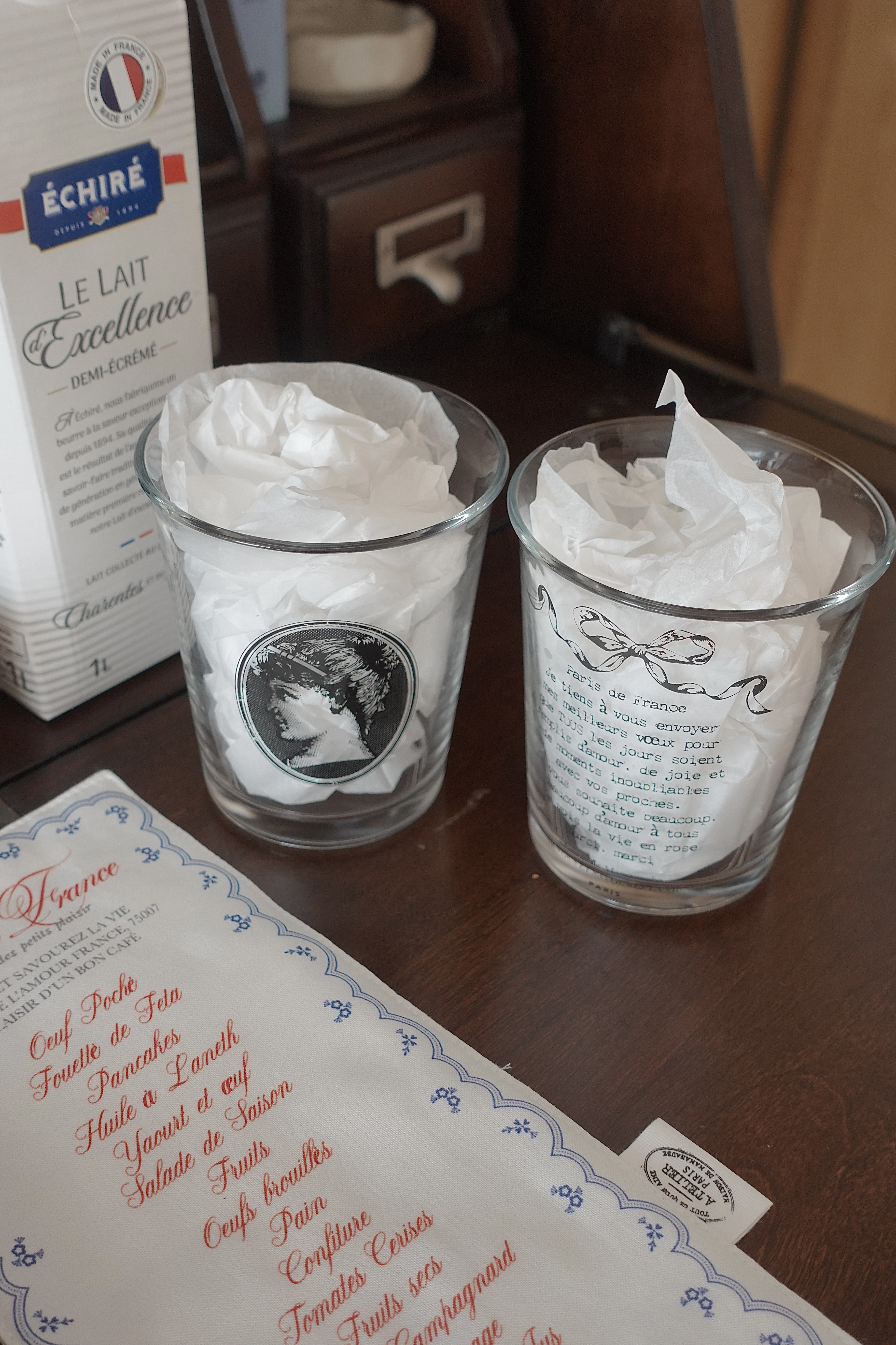 Lettering vintage CUP (370ml) 2type / 홈카페 유리컵 파리카페 - 상품 이미지