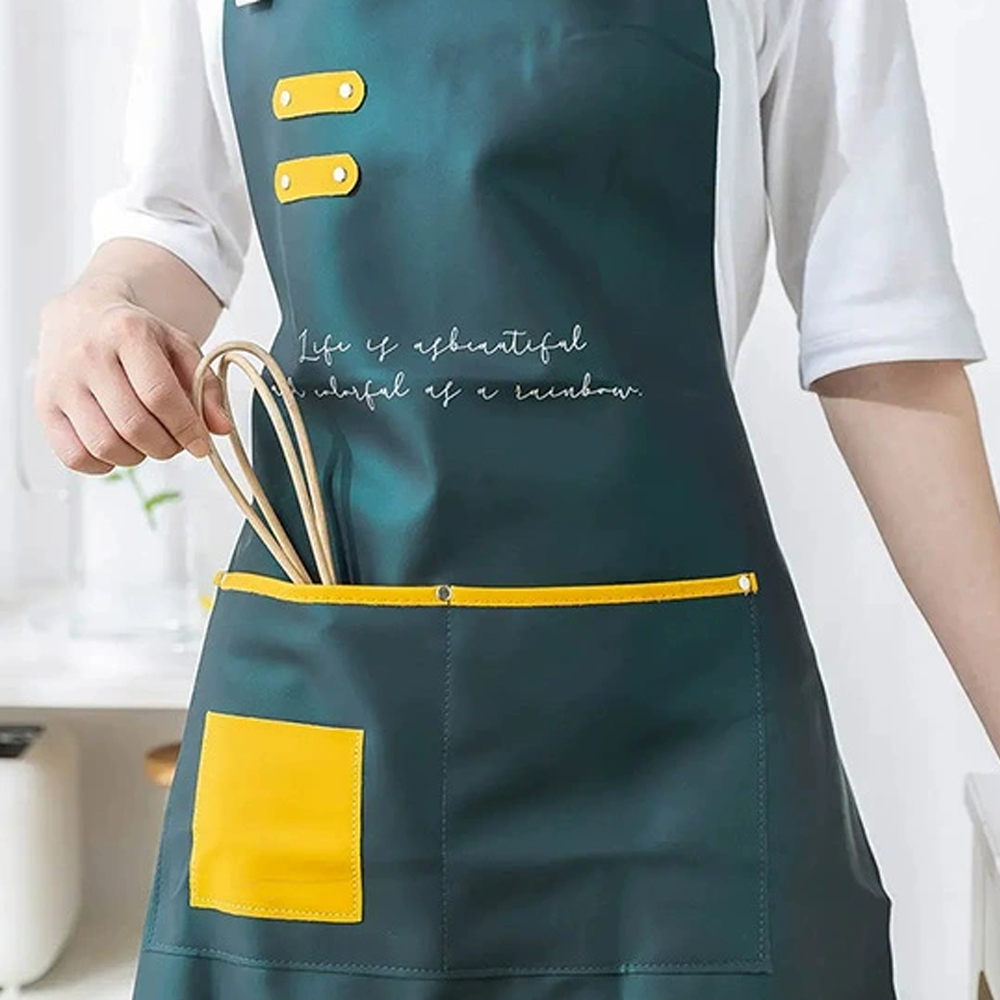 가죽 방수 앞치마 투포켓 그린, 기본
