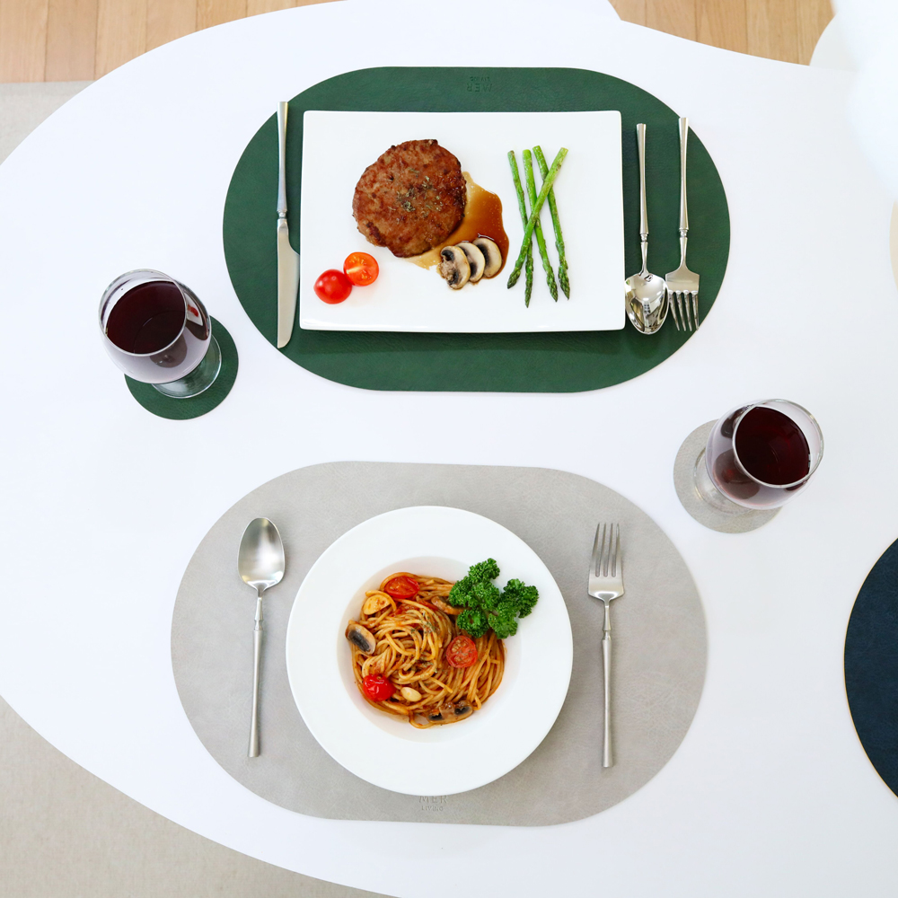 메르 가죽 식탁 테이블매트 PVC PU 투톤 방수 커버 호텔 패드 크리스마스 집들이 선물