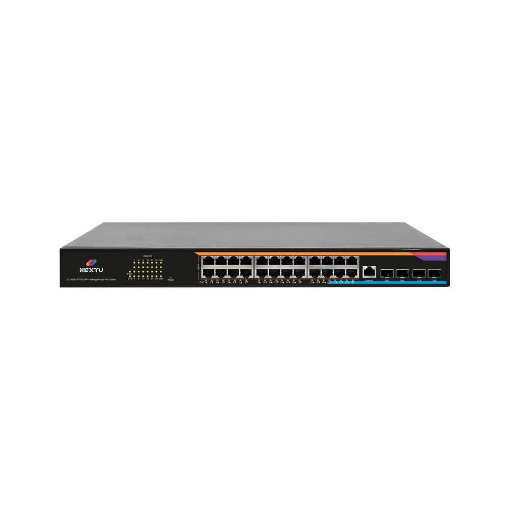 넥스트유 피우란 24포트 POE BT90W 10G SFP L3 인터넷 스위칭 허브 - 상품 이미지