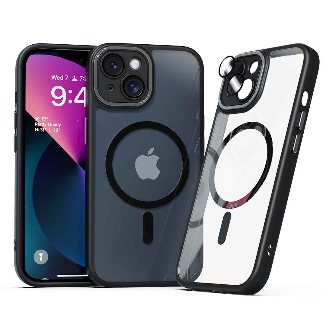 미아크 렌즈보호 풀커버 맥세이프 케이스 블랙, 아이폰13