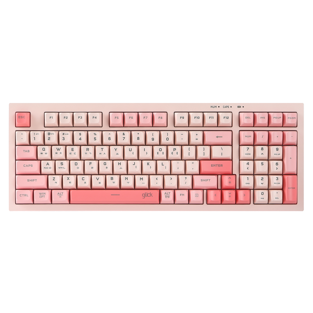 지클릭커 사일런스 M 무소음 풀윤활 무선 블루투스 키보드 방수 충격방지 Pink RC1 98키, 멤브레인 - 상품 이미지