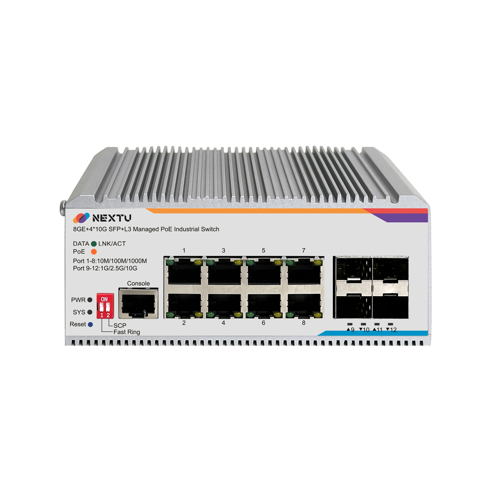 넥스트유 피아밴 산업용 8포트 1G 10G 4SFP L3 POE 인터넷 스위칭 허브 - 상세 이미지 2