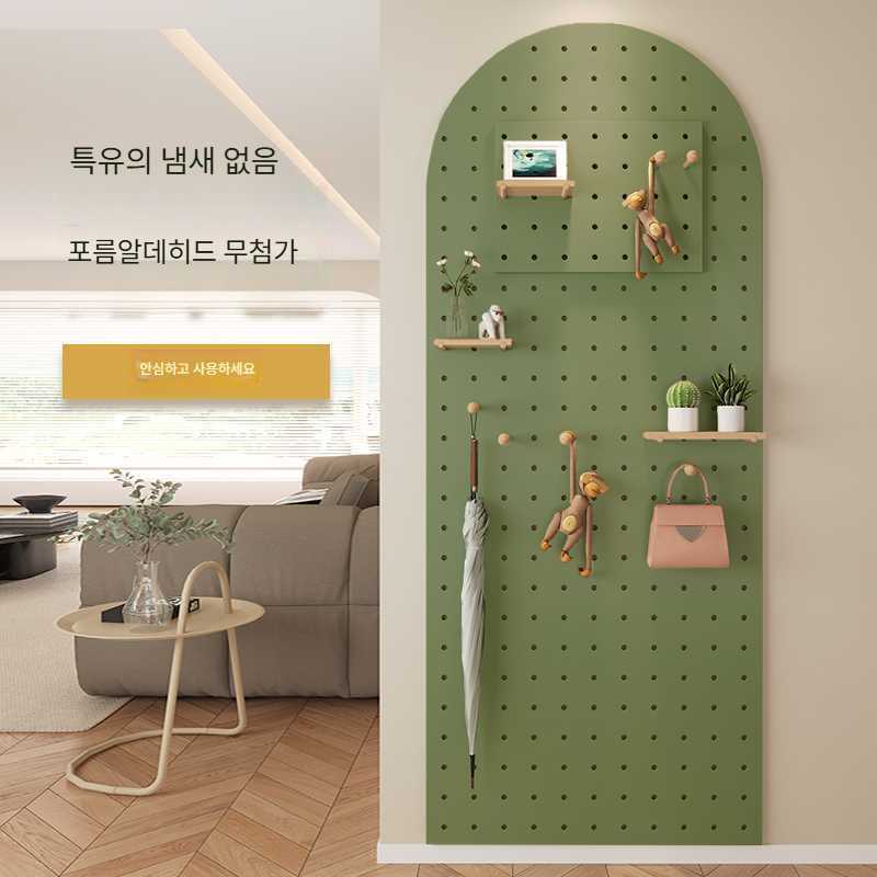 고캠프 스트링선반 스트링 인테리어 원목 2단 벽걸이 물결형 그린빈 - 상품 이미지