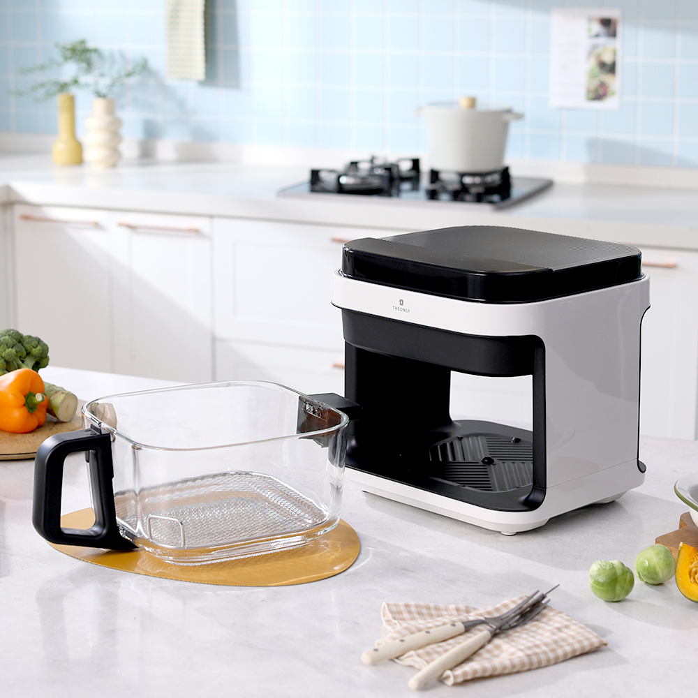 디온리 저소음 5.5L 투핸들 글라스 큐브 대용량 에어프라이어 광파 오븐 NAA321BK