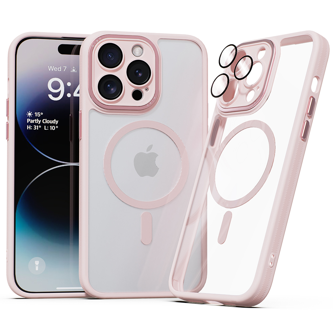 미아크 렌즈보호 풀커버 맥세이프 케이스 핑크, 아이폰14 프로 맥스 - 상품 이미지