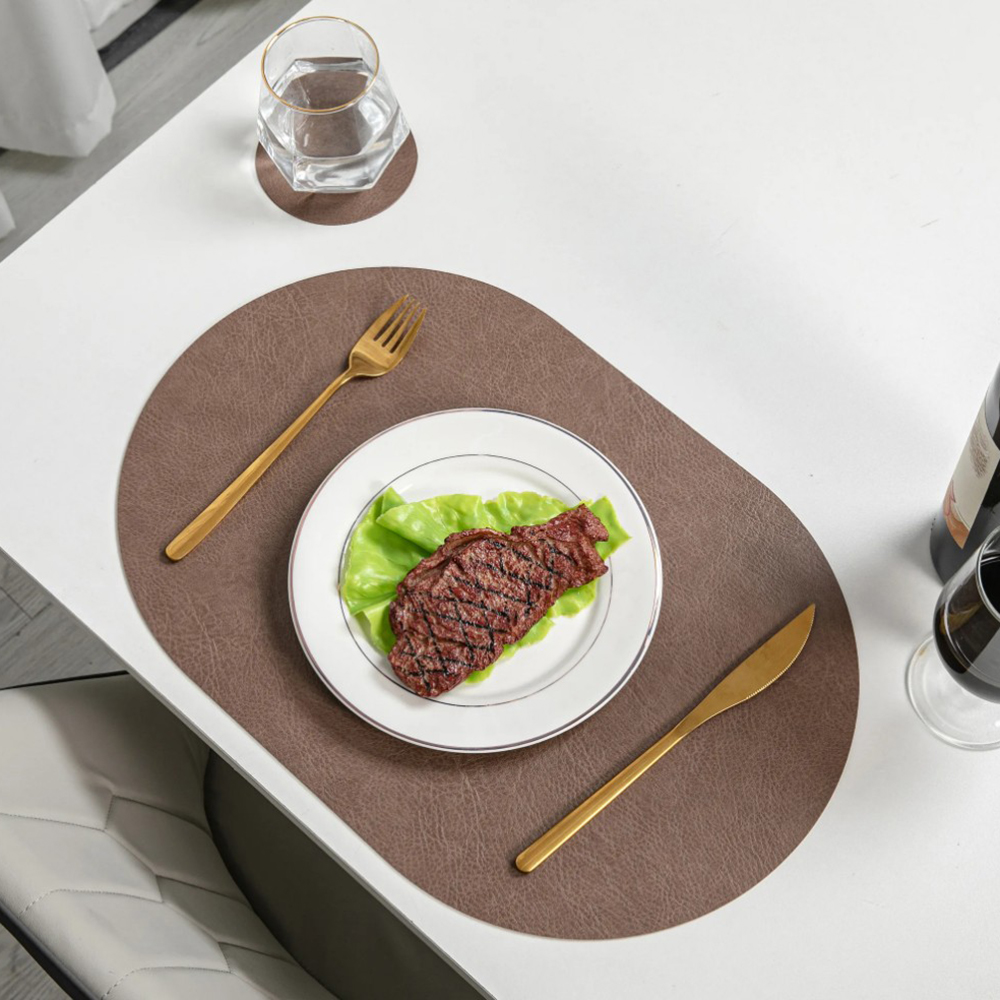 메르 가죽 식탁 테이블매트 PVC PU 투톤 방수 커버 호텔 패드 크리스마스 집들이 선물