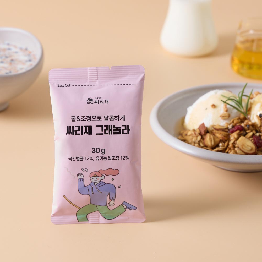 싸리재 국산 귀리 수제 그래놀라, 저당 통곡물 오트밀 씨리얼 그레놀라 30g, 50개 - 상세 이미지 4