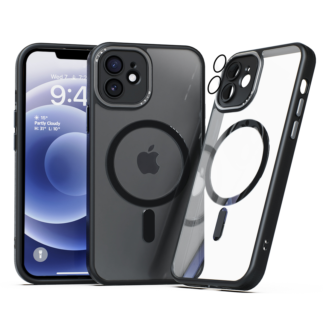 미아크 렌즈보호 풀커버 맥세이프 케이스 블랙, 아이폰12 - 상품 이미지