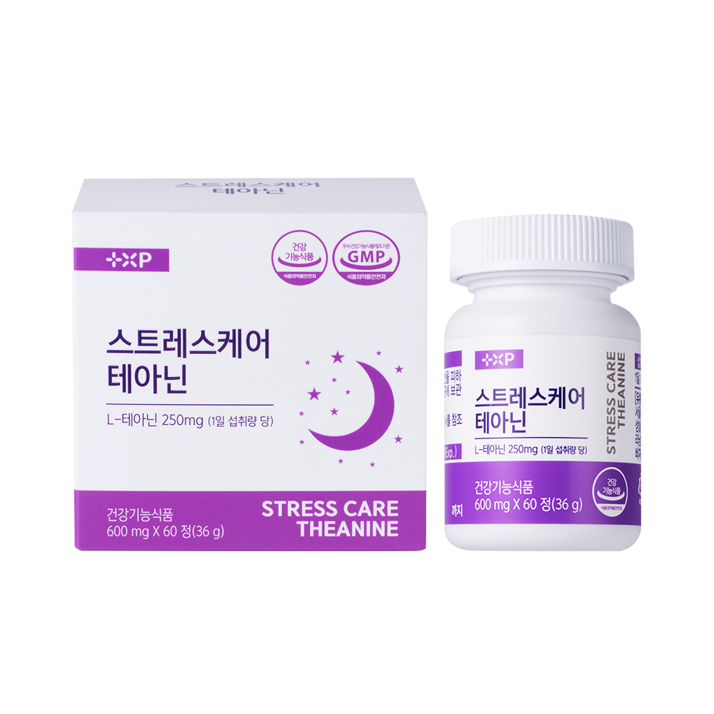 스트레스케어 테아닌 긴장완화 리프레시 마음건강 마그네슘 B6 B12 600mg x 60정 - 메인 이미지