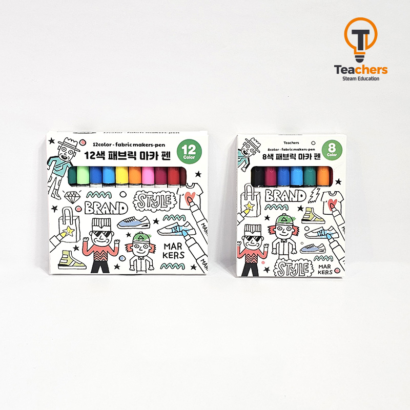 티처스 패브릭 마카 펜 12색 DIY 섬유용 꾸미기 미술도구 세트 - 상세 이미지 2