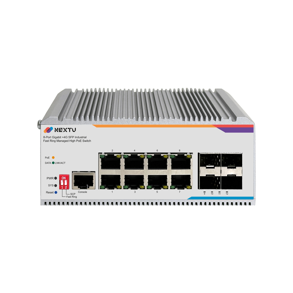 넥스트유 피아번 산업용 8포트 1G 4SFP L2 BT POE 인터넷 스위칭 허브 - 상세 이미지 2