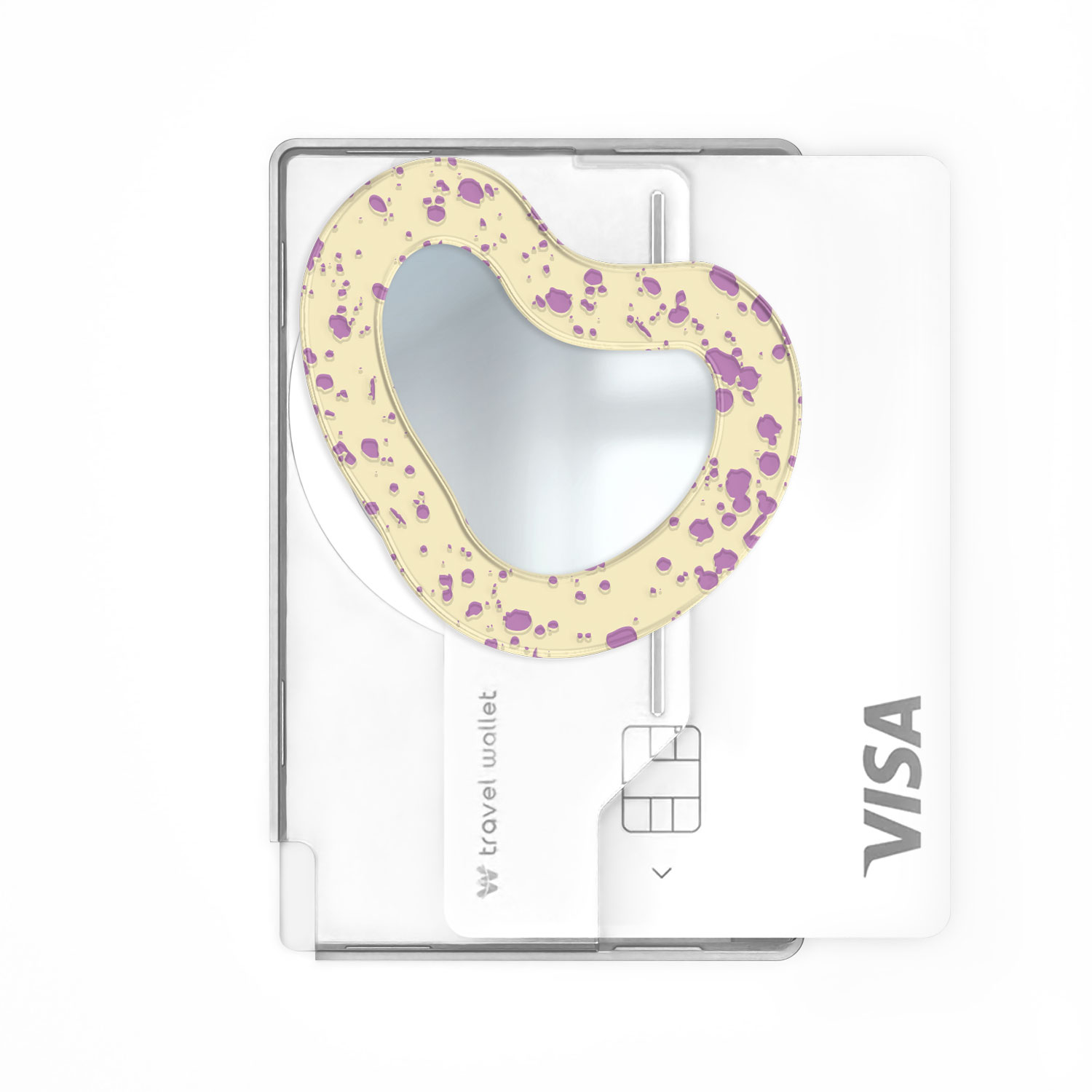 168cm 아이폰 맥세이프 카드지갑 그립톡 미러 어글리 하트 퍼플