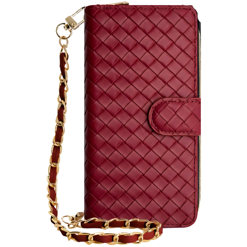 케인 지퍼형 지갑 다이어리 가죽 케이스 버건디, 갤럭시노트20 울트라