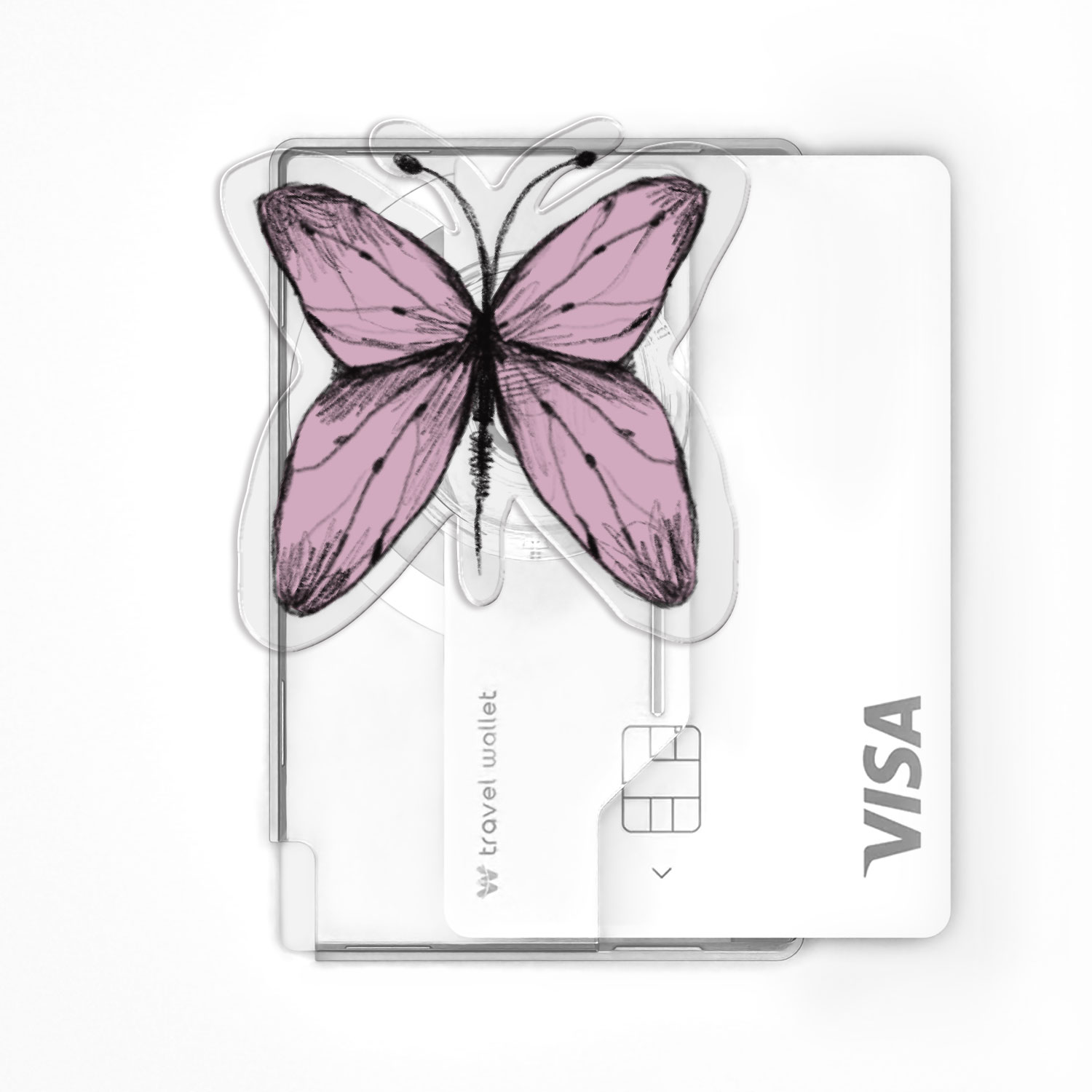 168cm 맥세이프 카드지갑 그립톡 올인포켓 투명 앤틱 버터플라이