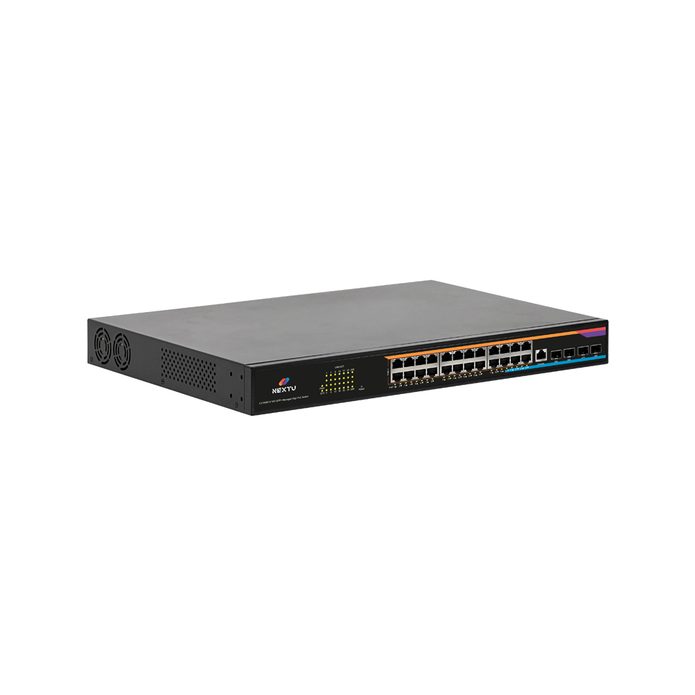 넥스트유 피우란 24포트 POE BT90W 10G SFP L3 인터넷 스위칭 허브 - 상세 이미지 2