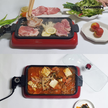 대원 테이블 전기그릴 콤비팬 더블그릴 미니 분리교체형 간편식 식탁용 캠핑용 소형 그릴팬 볶음팬 - 상세 이미지 5