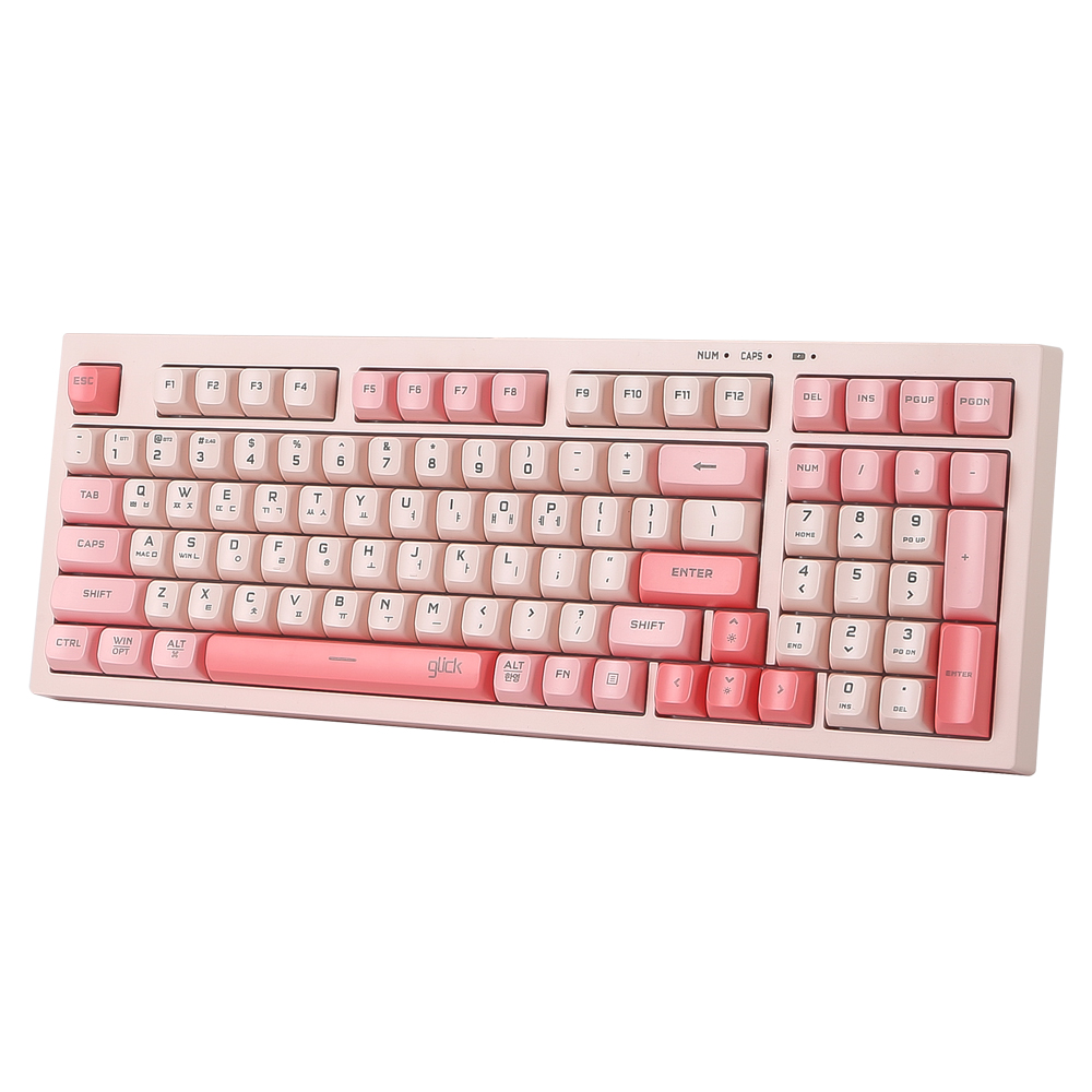 지클릭커 사일런스 M 무소음 풀윤활 무선 블루투스 키보드 방수 충격방지 Pink RC1 98키, 멤브레인 - 상세 이미지 2
