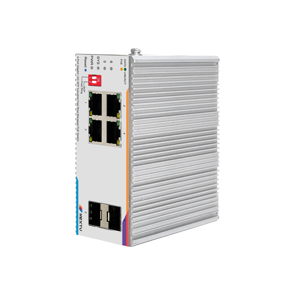 넥스트유 피어청 산업용 4포트 1G 2SFP L2 POE 인터넷 스위칭 허브 - 상품 이미지