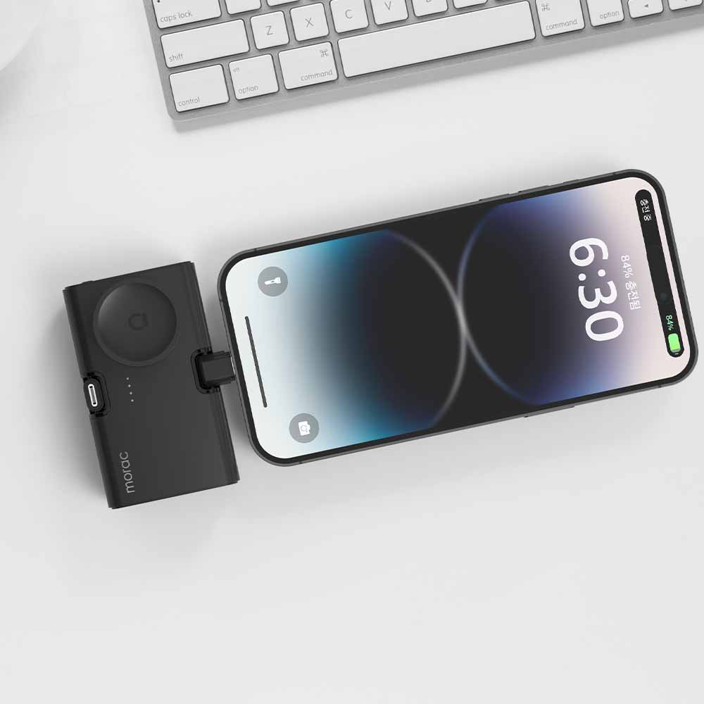 모락 큐잉 4IN1 C타입 8핀 도킹형 갤럭시워치 멀티 보조배터리 5000mAh 이미지 8