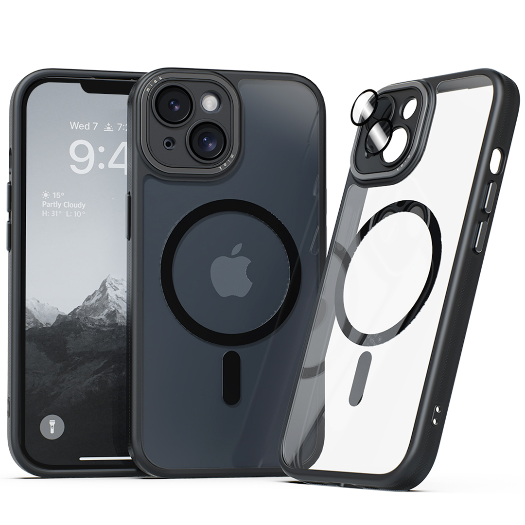 미아크 렌즈보호 풀커버 맥세이프 케이스 블랙, 아이폰14