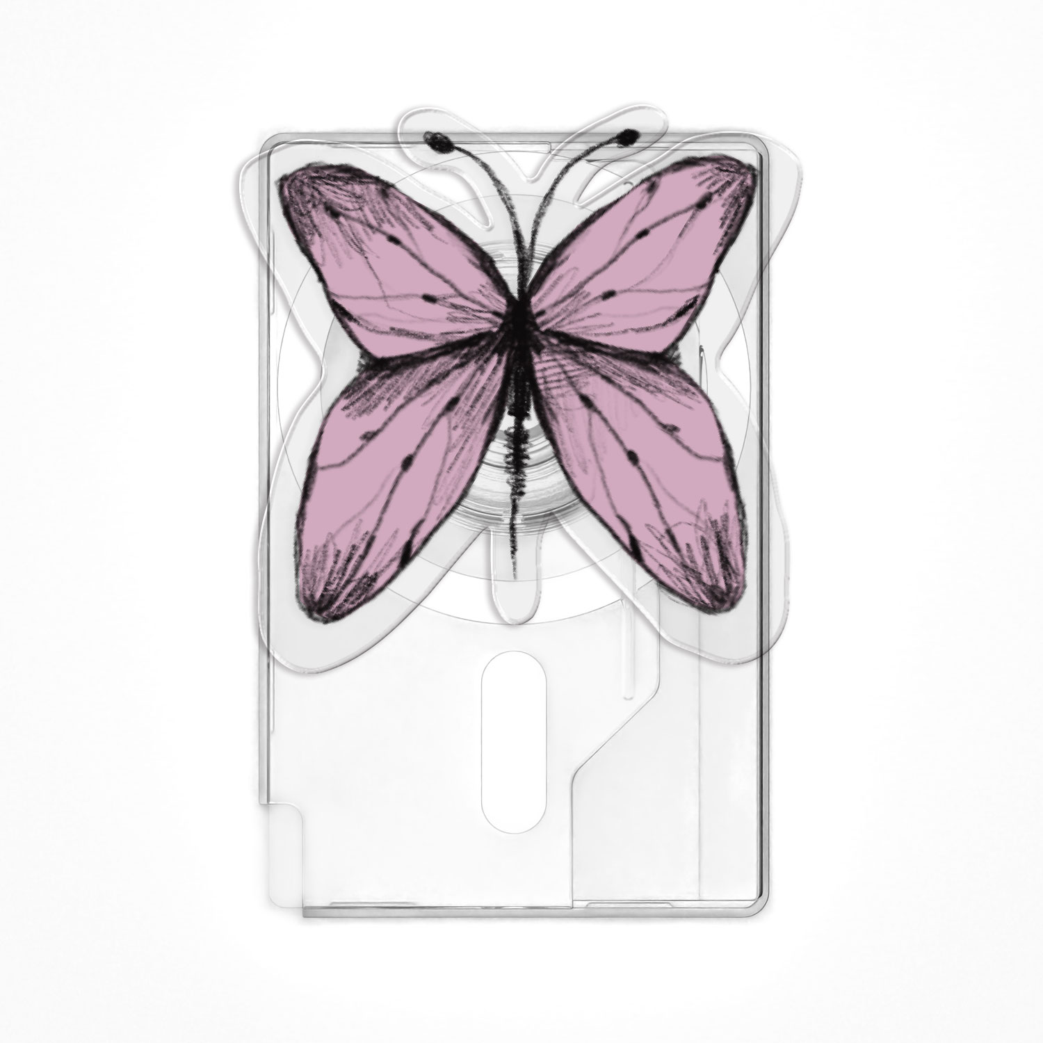 168cm 맥세이프 카드지갑 그립톡 올인포켓 투명 앤틱 버터플라이 - 상세 이미지 4