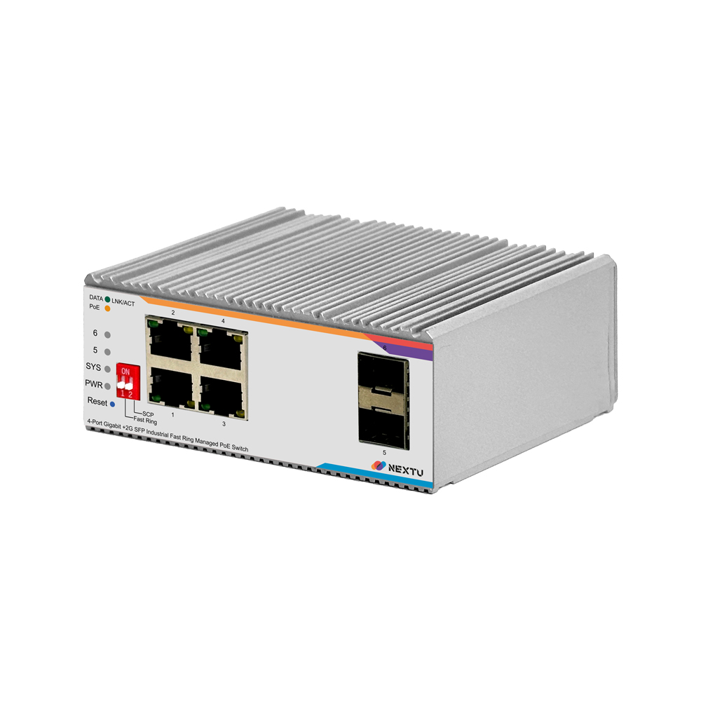 넥스트유 피어청 산업용 4포트 1G 2SFP L2 POE 인터넷 스위칭 허브 - 상세 이미지 4