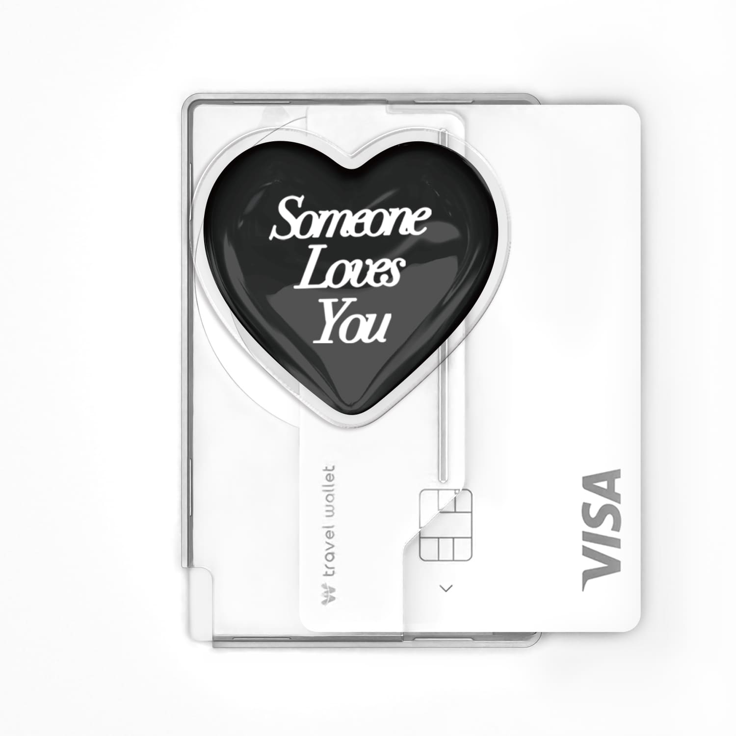 168cm 아이폰 맥세이프 그립톡 카드지갑 올인포켓 투명 썸원 하트 블랙