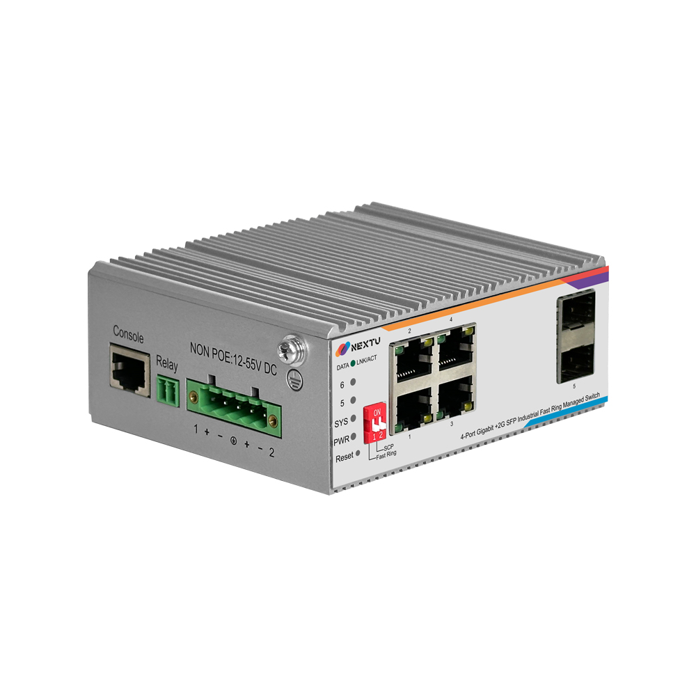 넥스트유 스카준 산업용 4포트 1G 2SFP L2 인터넷 스위칭 허브 - 상세 이미지 3